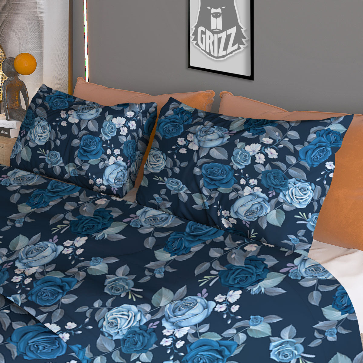 Flowers And Leaves Cute Dino Print Duvet Cover Bedding Set