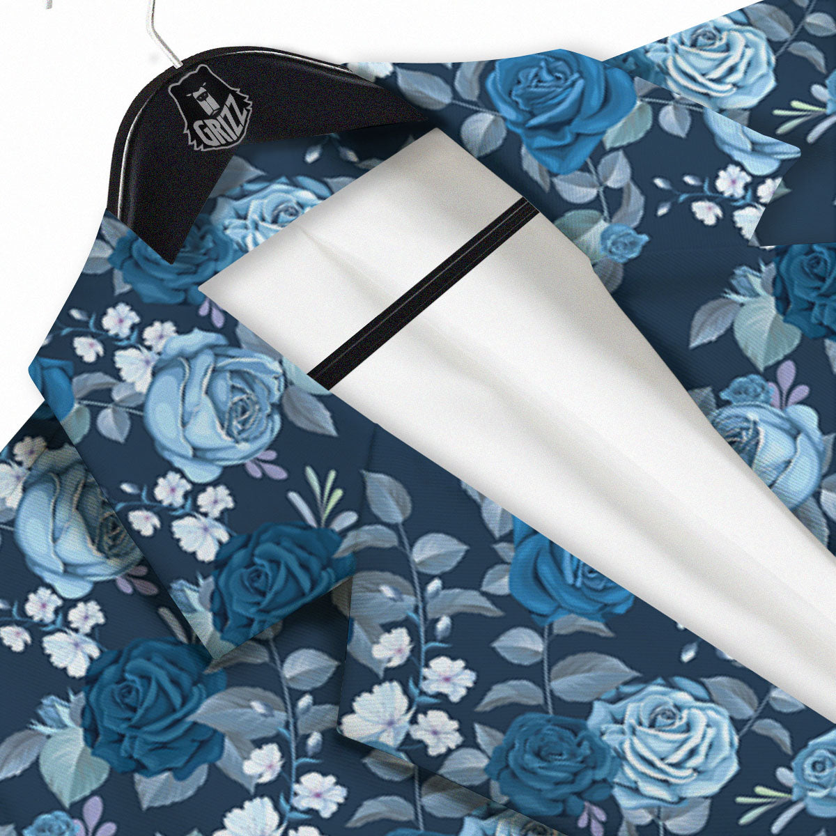 Floral Flower Blue Rose Print Pattern Men's Sport Coat-grizzshop