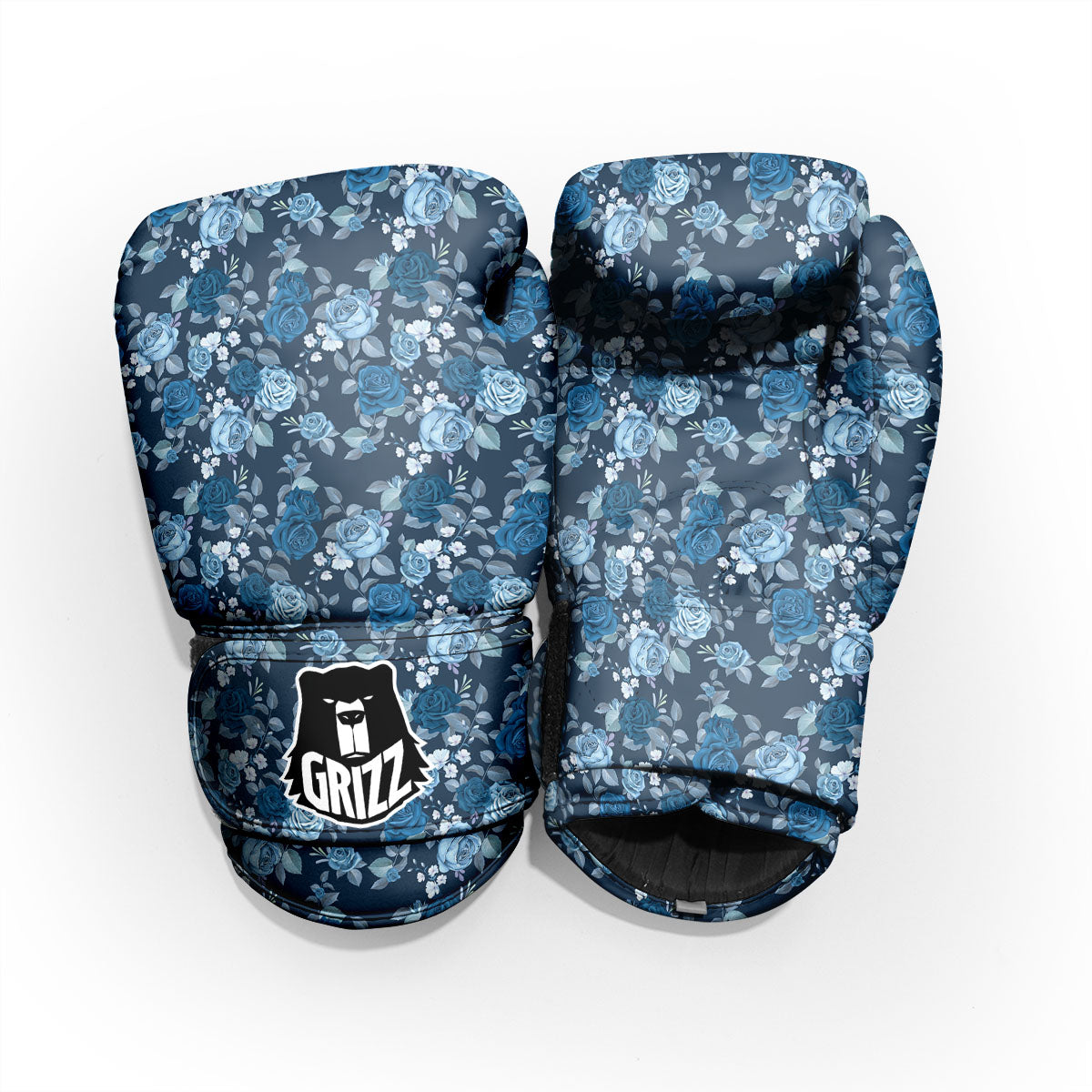 Floral Flower Blue Rose Print Pattern Pro Boxing Glove
