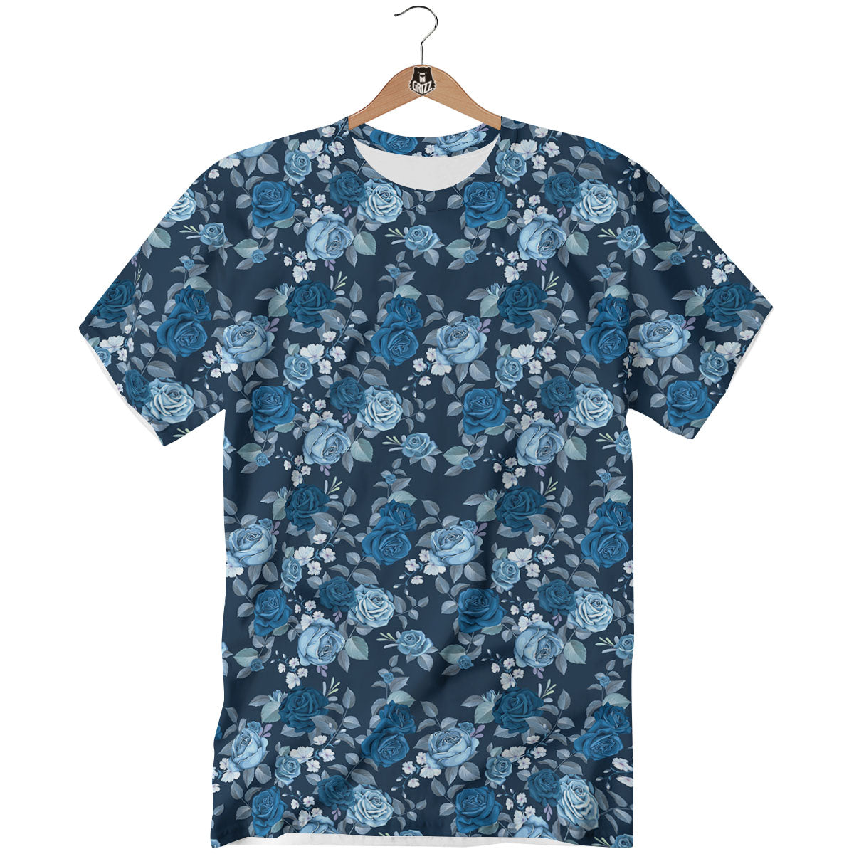 Floral Flower Blue Rose Print Pattern T-Shirt-grizzshop