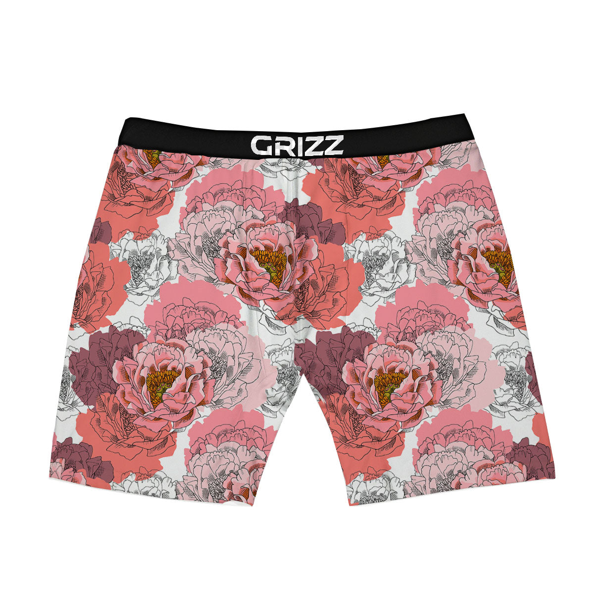 Floral Flower Pink Peony Print Pattern Boxer Briefs-grizzshop