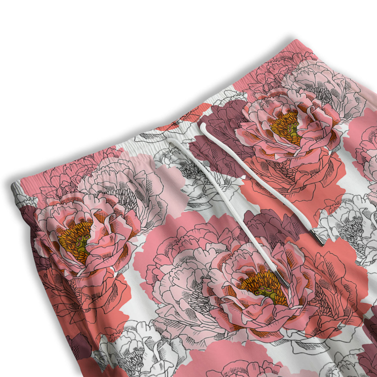 Floral Flower Pink Peony Print Pattern Men's Athletic Shorts-grizzshop