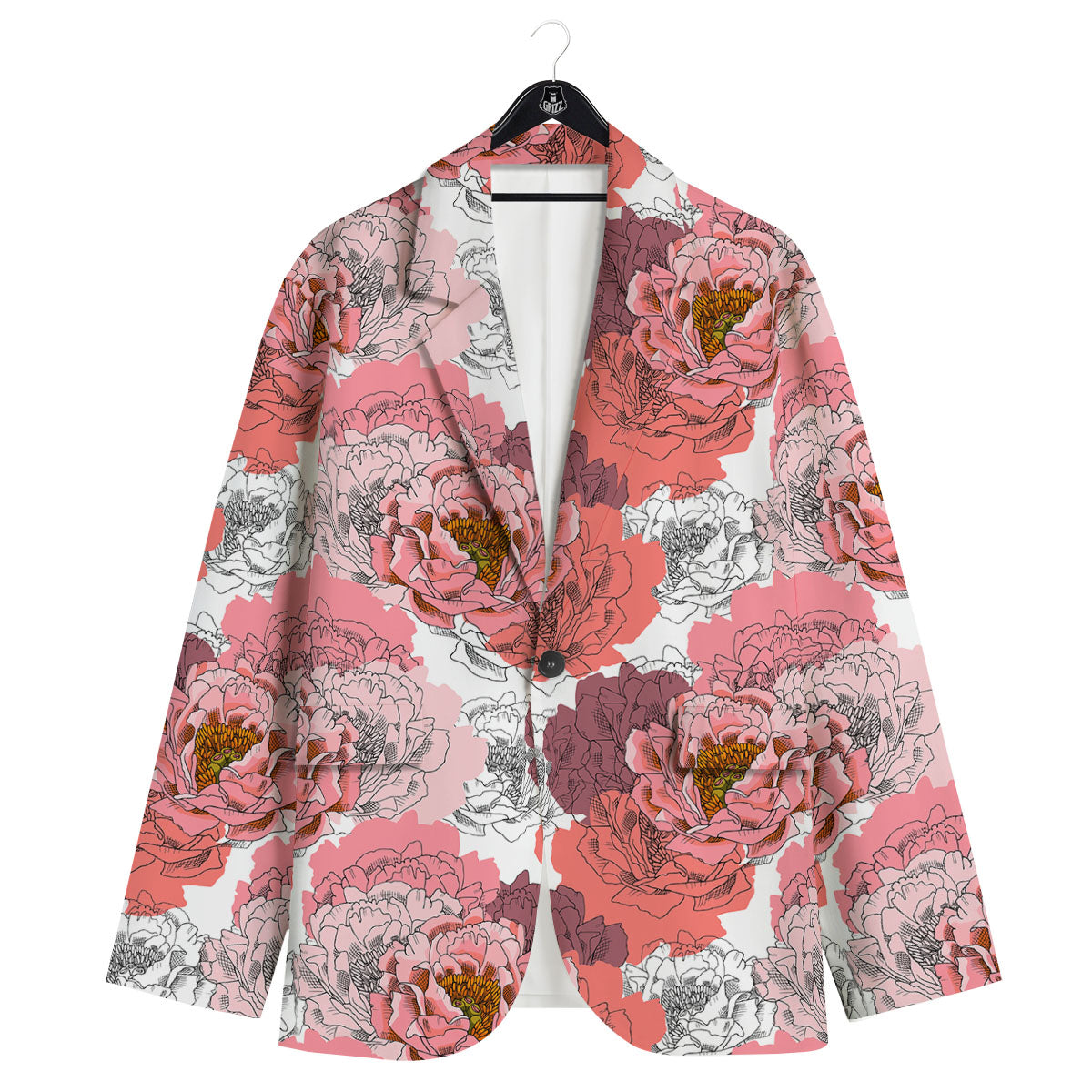 Floral Flower Pink Peony Print Pattern Men's Sport Coat-grizzshop
