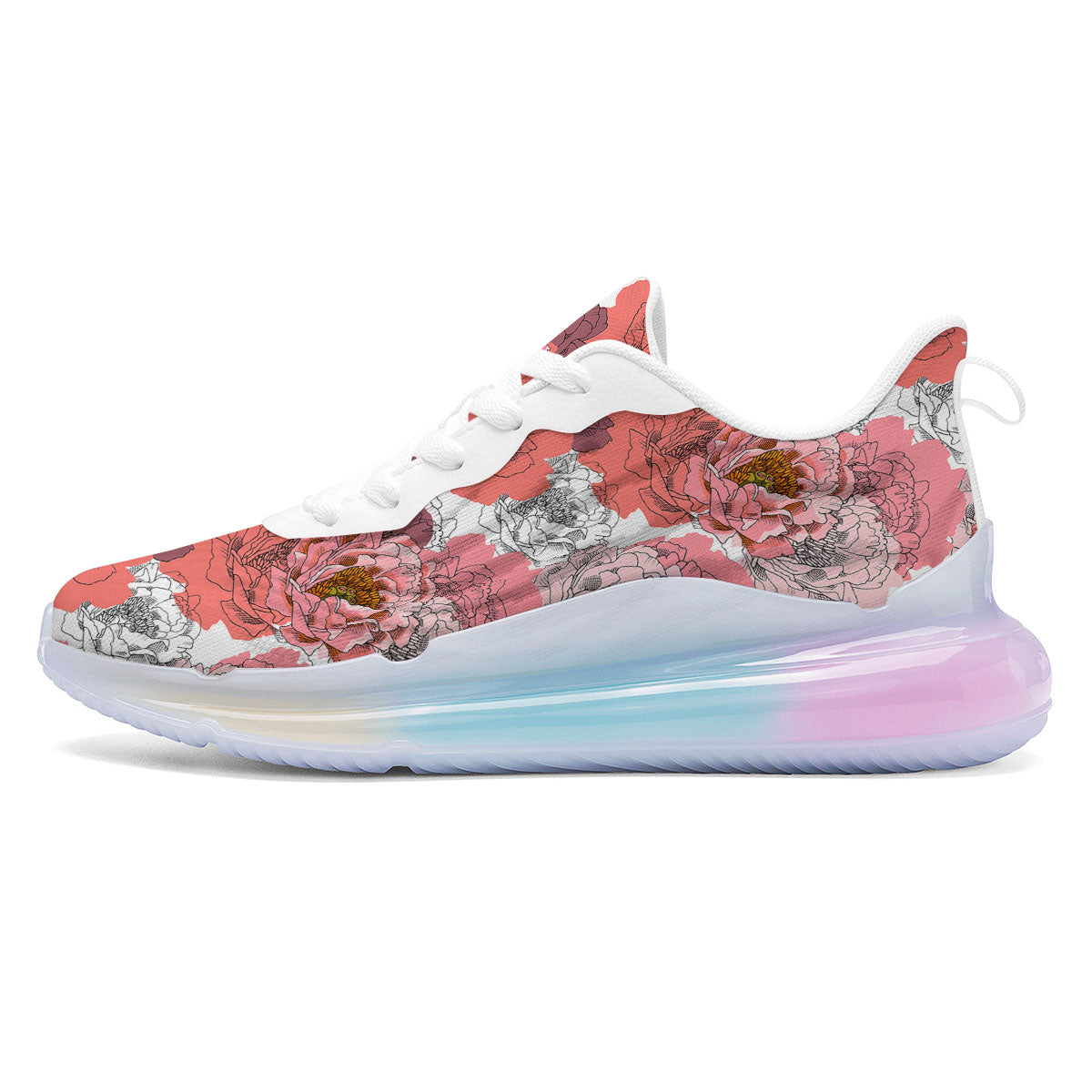 Floral Flower Pink Peony Print Pattern Running Sneakers-grizzshop