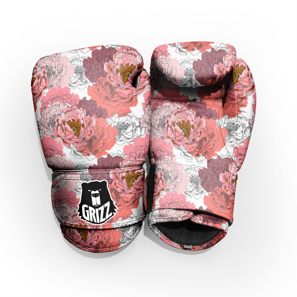 Floral Flower Pink Peony Print Pattern Sparring Gloves-grizzshop