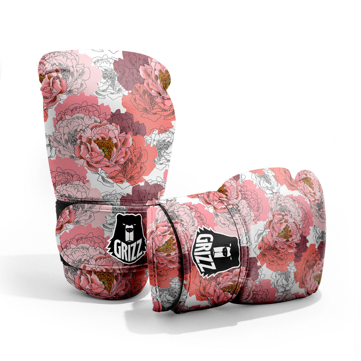 Floral Flower Pink Peony Print Pattern Sparring Gloves-grizzshop