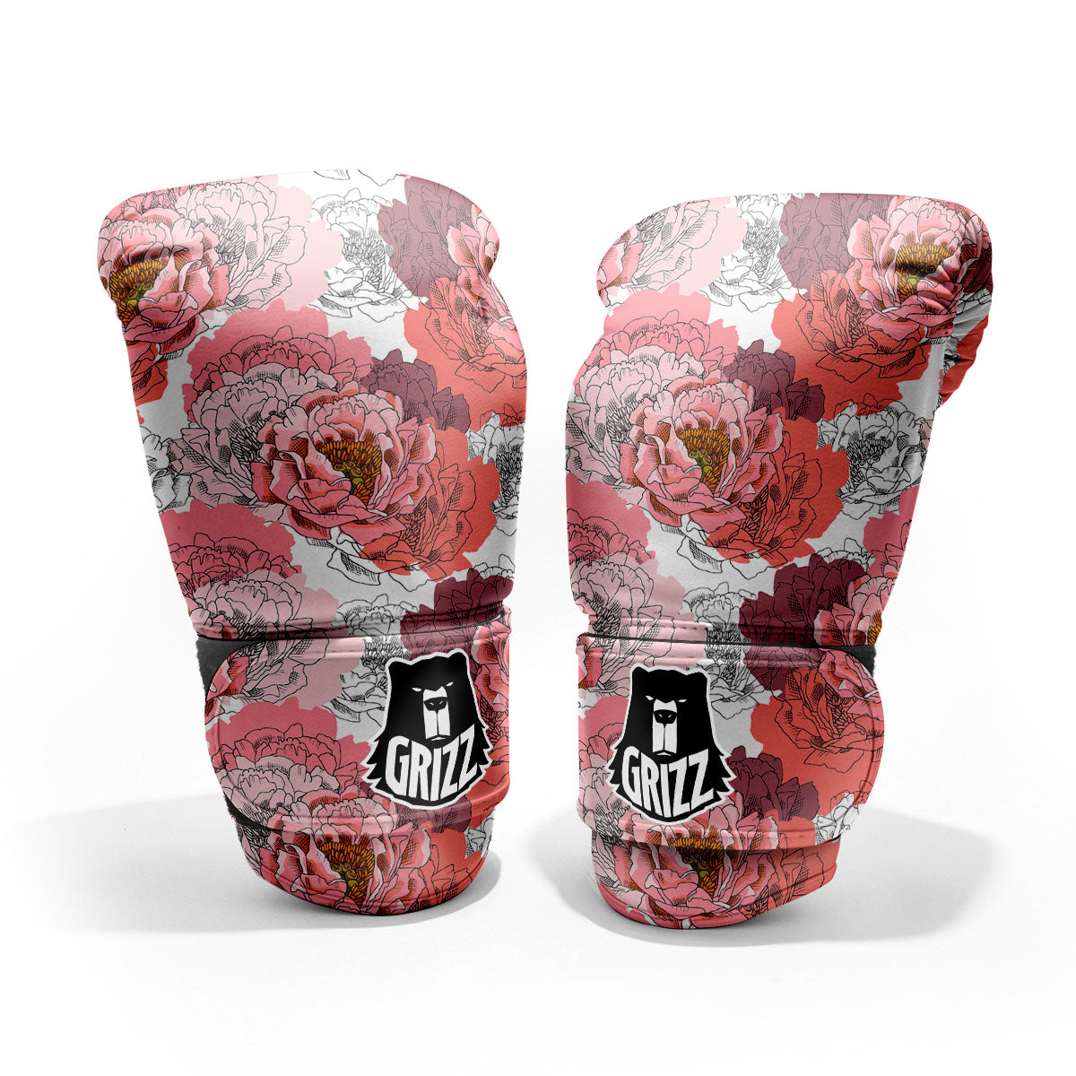 Floral Flower Pink Peony Print Pattern Sparring Gloves-grizzshop