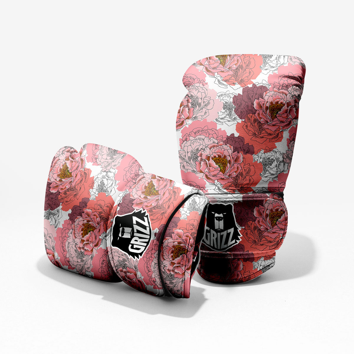 Floral Flower Pink Peony Print Pattern Sparring Gloves-grizzshop