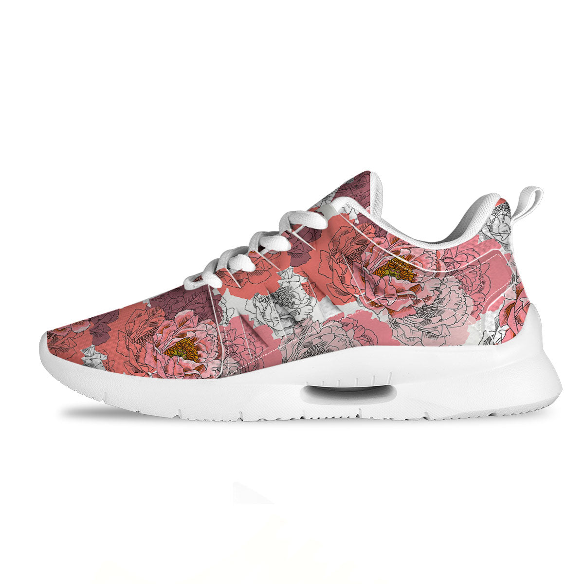 Floral Flower Pink Peony Print Pattern Tennis Shoes-grizzshop