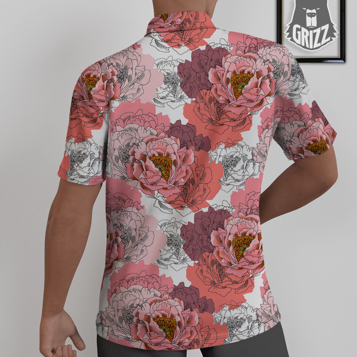 Floral Flower Pink Peony Print Pattern Untucked Shirts-grizzshop