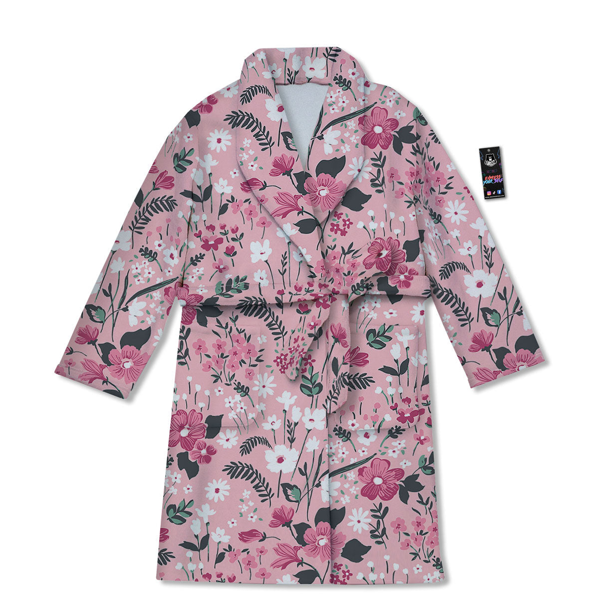 Floral Flower Pink Print Pattern Bathrobe-grizzshop