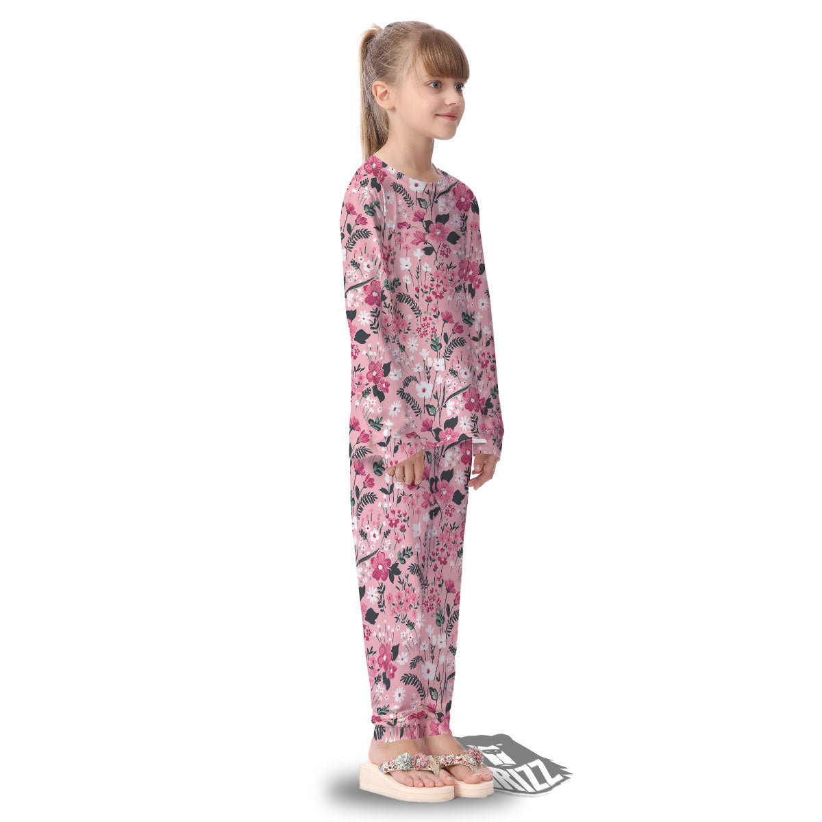 Floral Flower Pink Print Pattern Kid's Pajamas-grizzshop