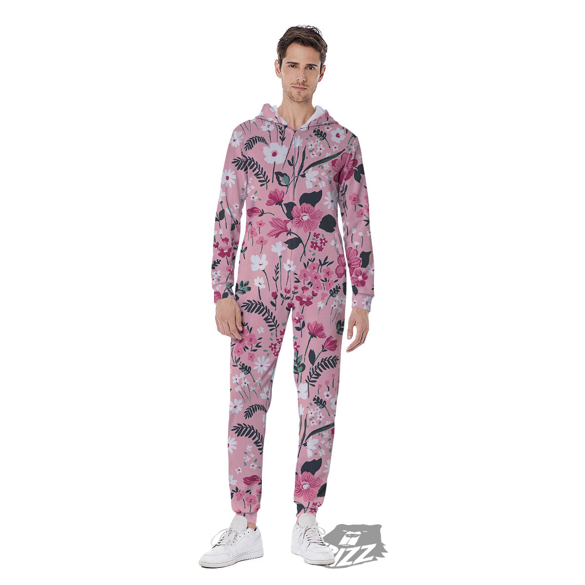 Floral Flower Pink Print Pattern Men's Jumpsuit-grizzshop