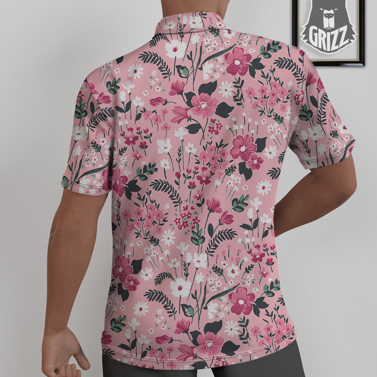Floral Flower Pink Print Pattern Untucked Shirts-grizzshop