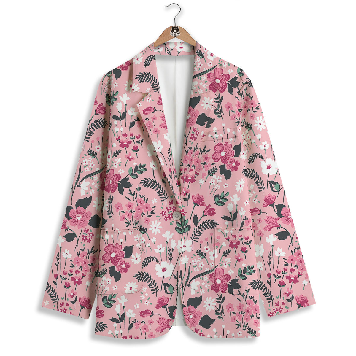 Floral Flower Pink Print Pattern Women's Blazer-grizzshop