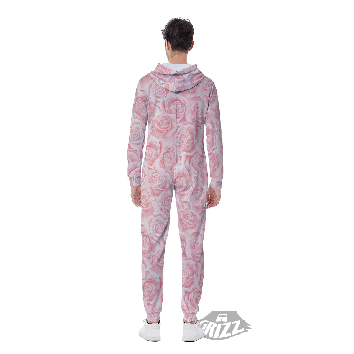 Floral Flower Pink Rose Print Pattern Men's Jumpsuit-grizzshop