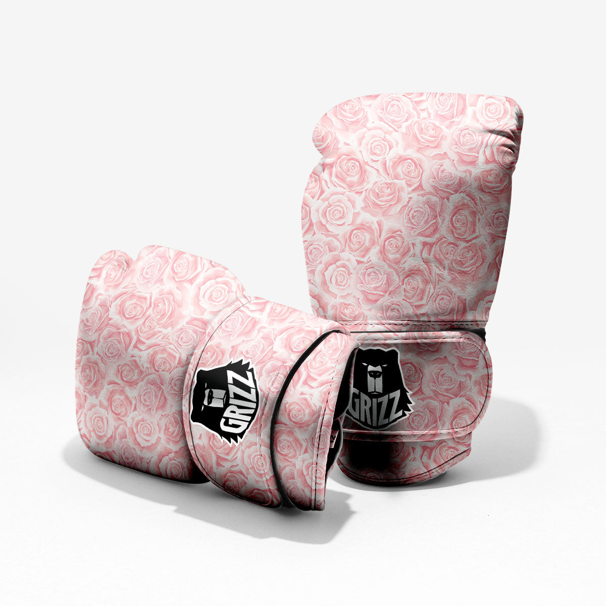 Floral Flower Pink Rose Print Pattern Sparring Gloves-grizzshop