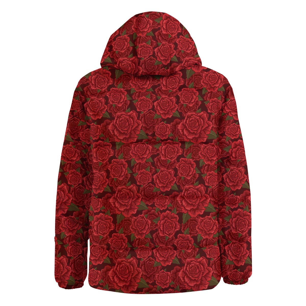 Floral Flower Red Rose Print Pattern Down Jacket-grizzshop