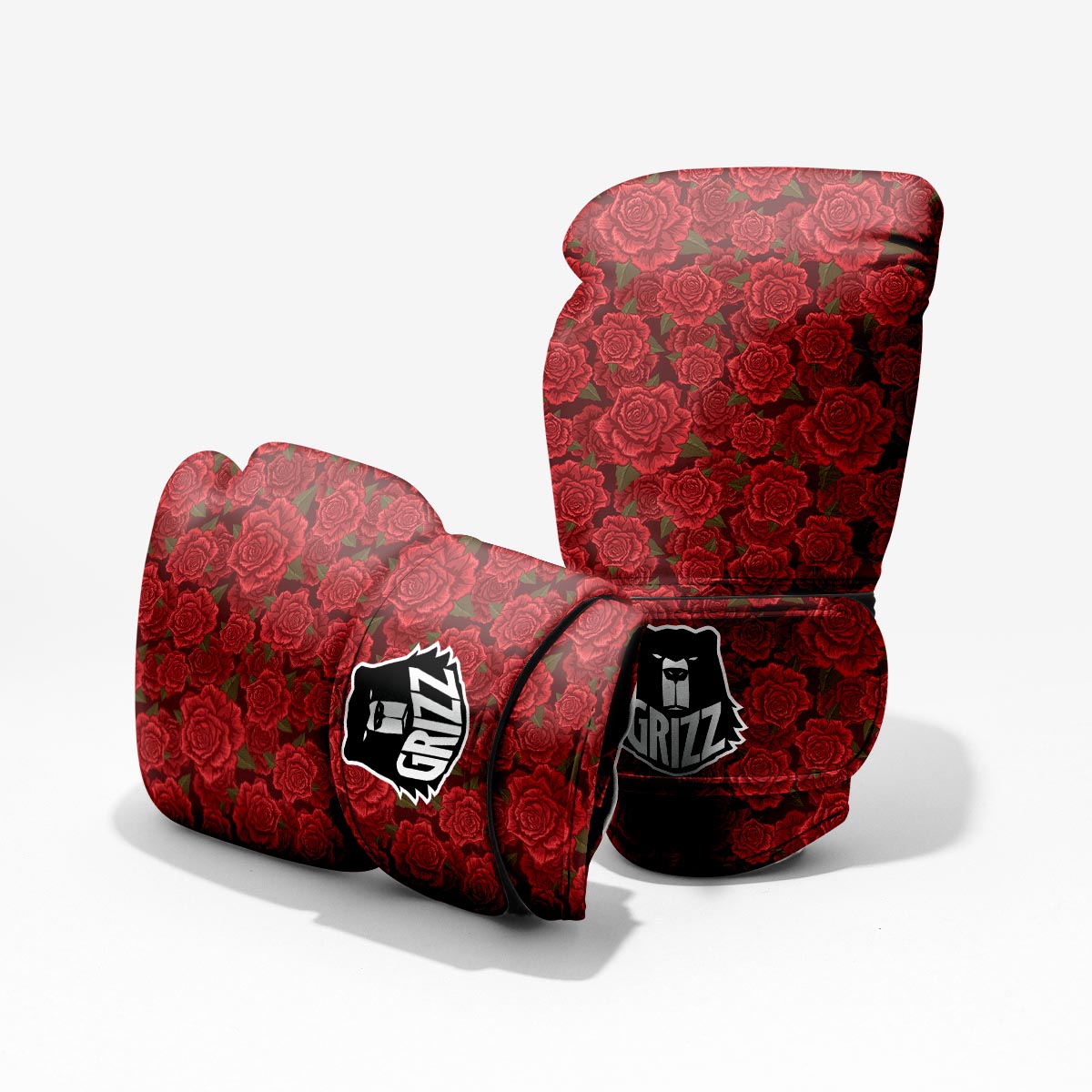 Floral Flower Red Rose Print Pattern Sparring Gloves-grizzshop