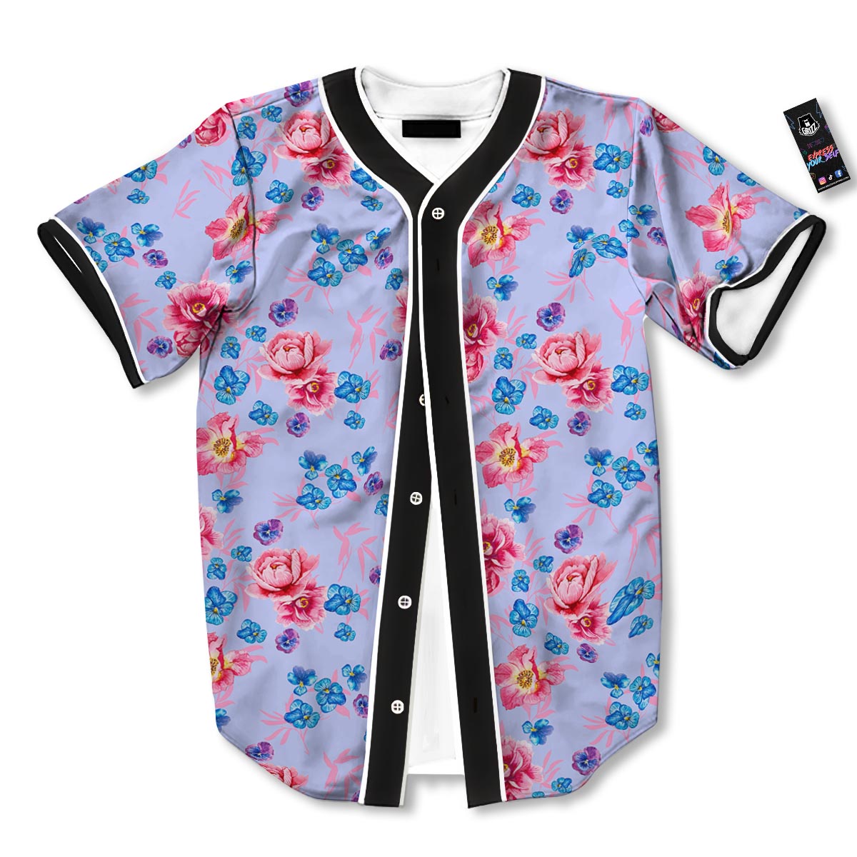 Floral Flower Rose Pansy Print Pattern Baseball Jersey-grizzshop
