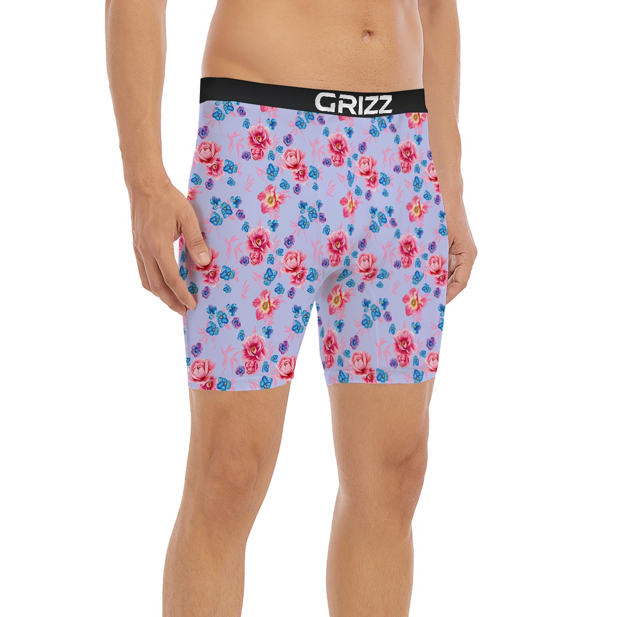 Floral Flower Rose Pansy Print Pattern Boxer Briefs-grizzshop