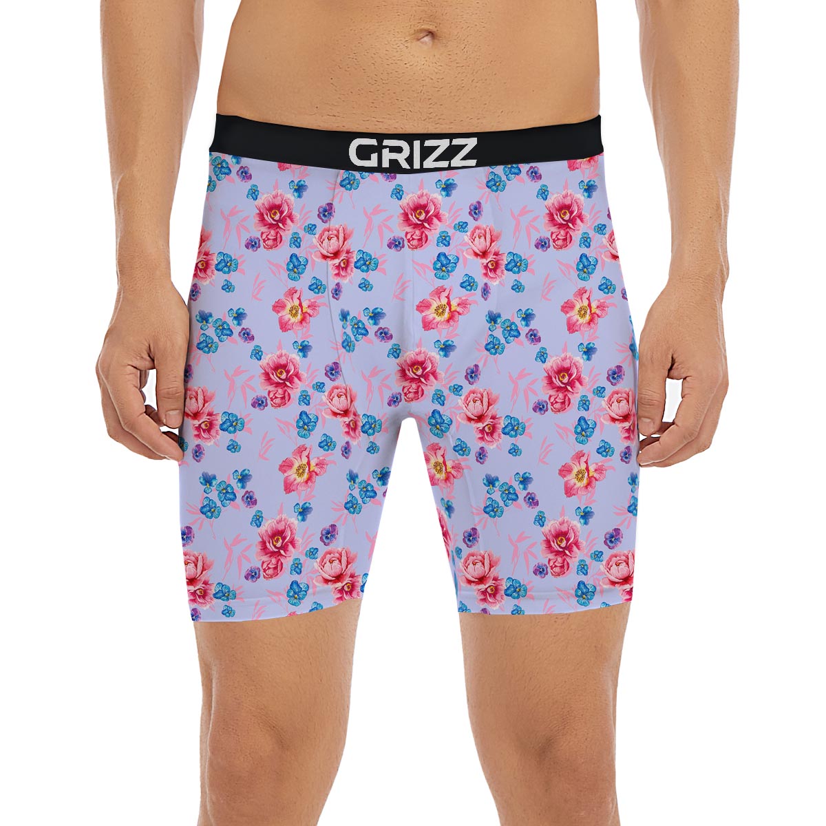 Floral Flower Rose Pansy Print Pattern Boxer Briefs-grizzshop