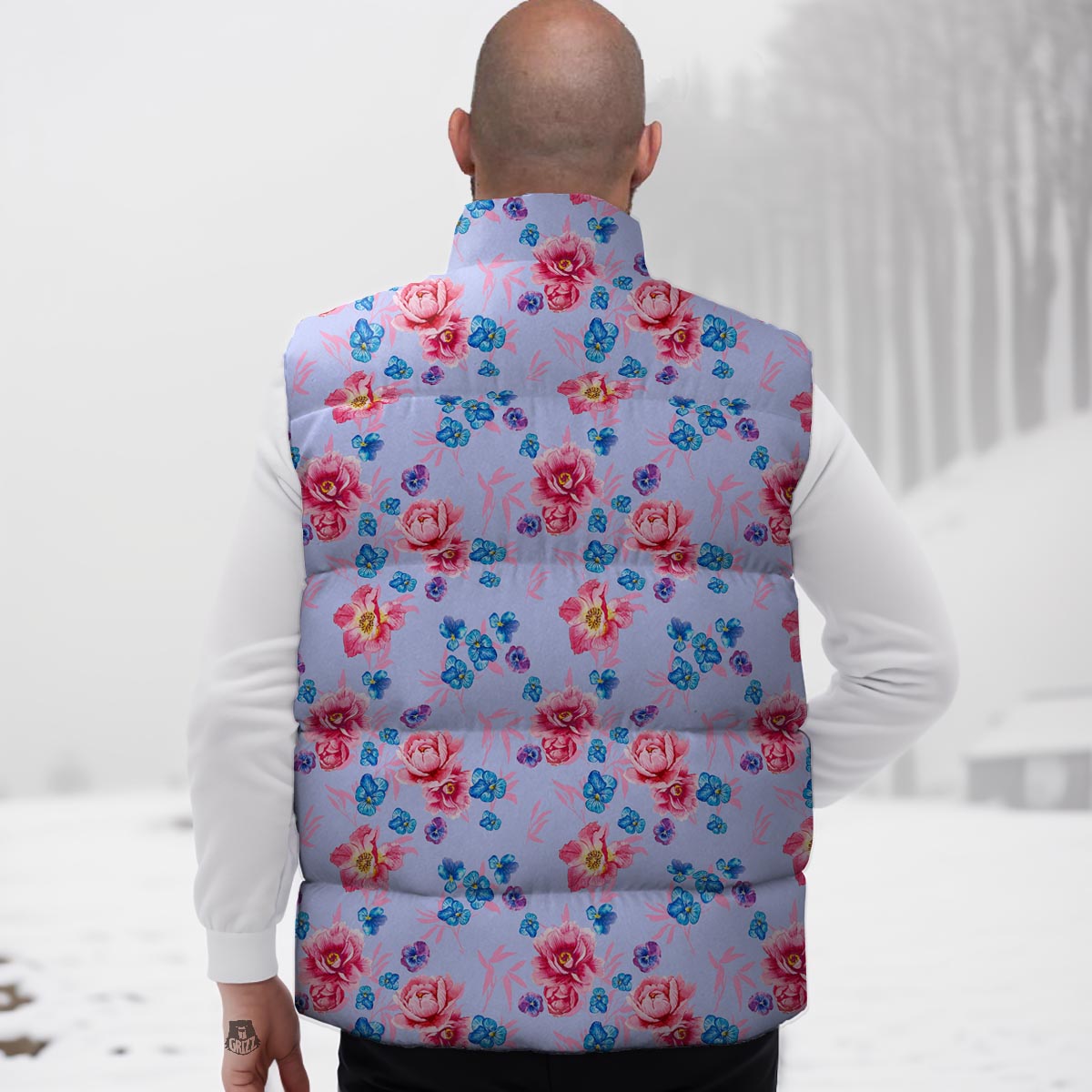 Floral Flower Rose Pansy Print Pattern Down Vest-grizzshop