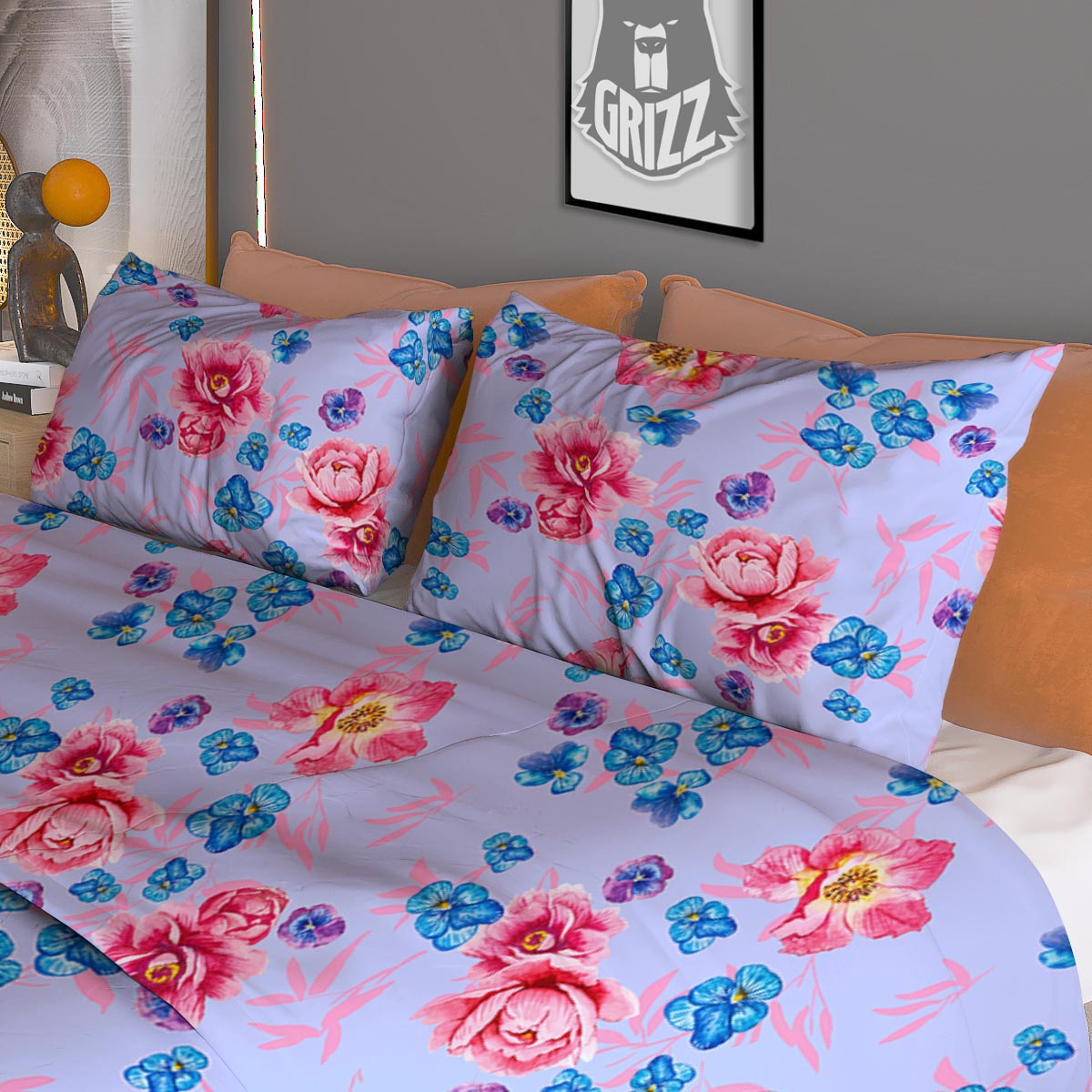 Floral Daisy Watercolor Print Pattern Duvet Cover Bedding Set