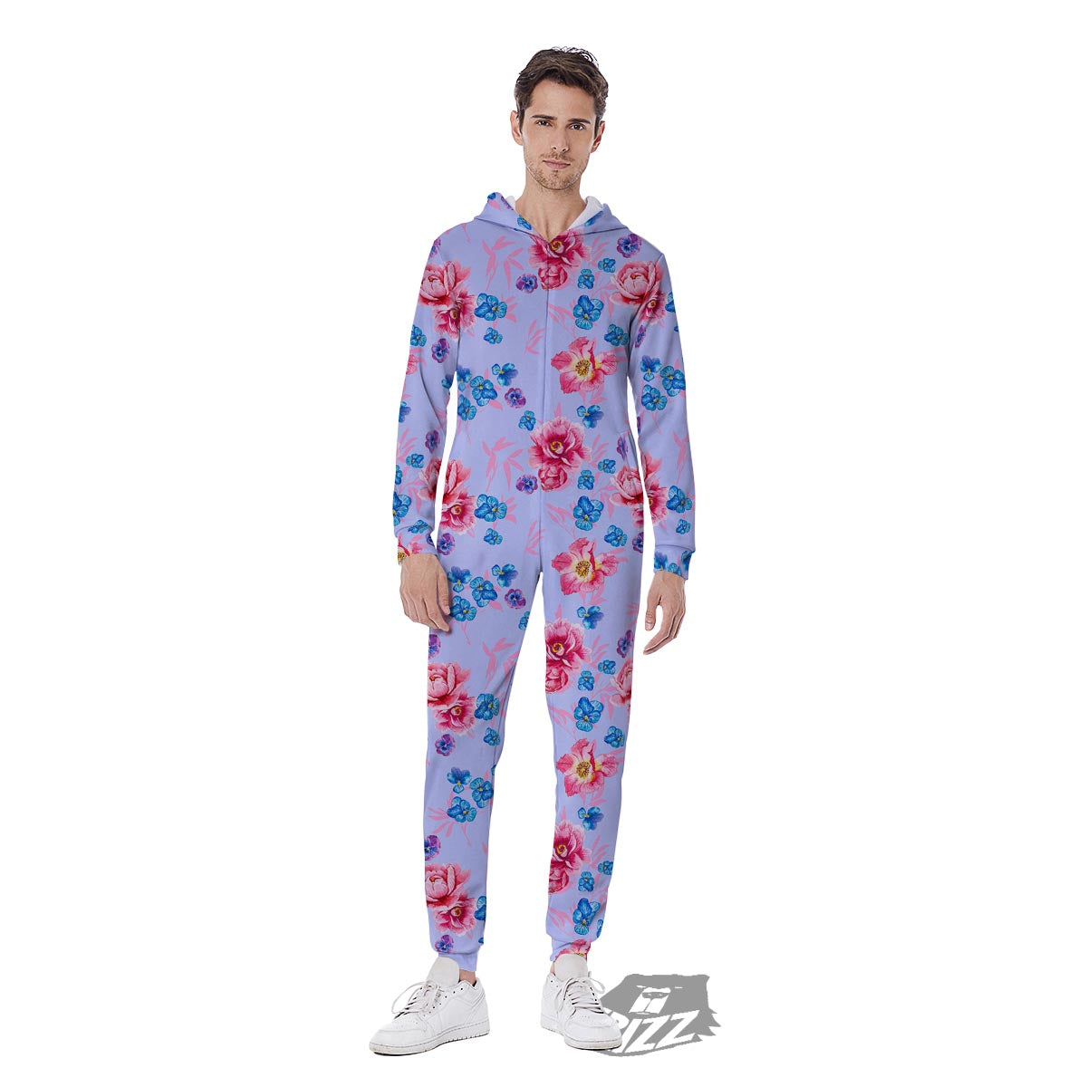 Floral Flower Rose Pansy Print Pattern Men's Jumpsuit-grizzshop