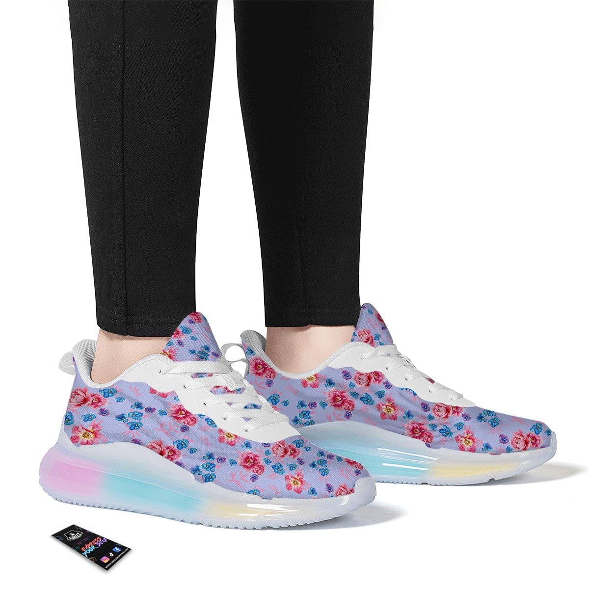 Floral Flower Rose Pansy Print Pattern Running Sneakers-grizzshop