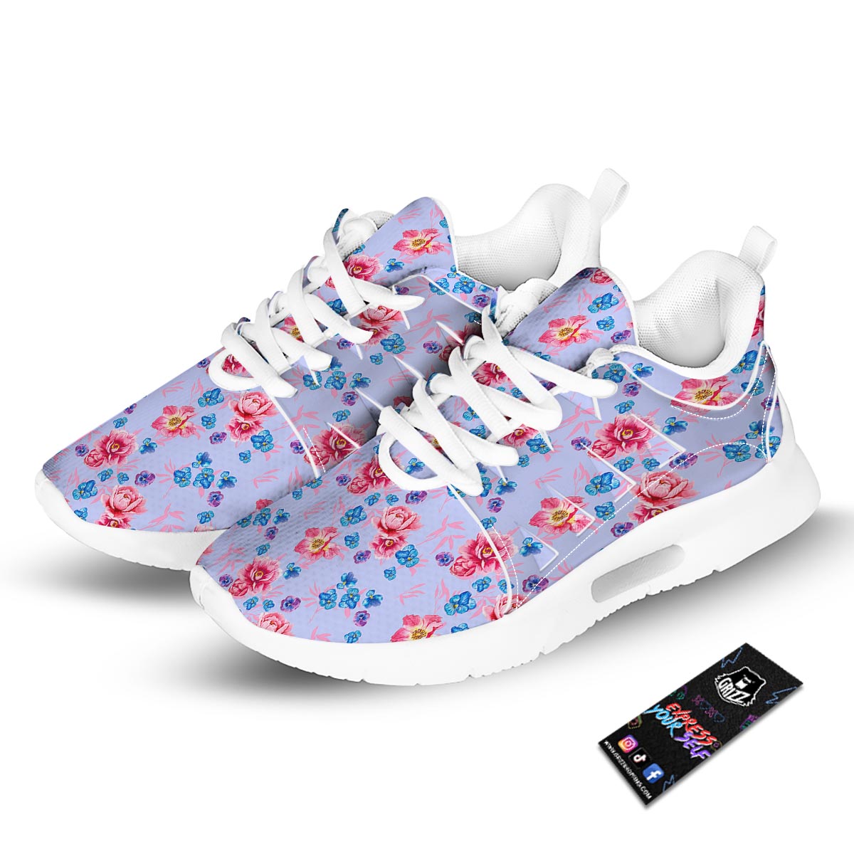 Floral Flower Rose Pansy Print Pattern Tennis Shoes-grizzshop