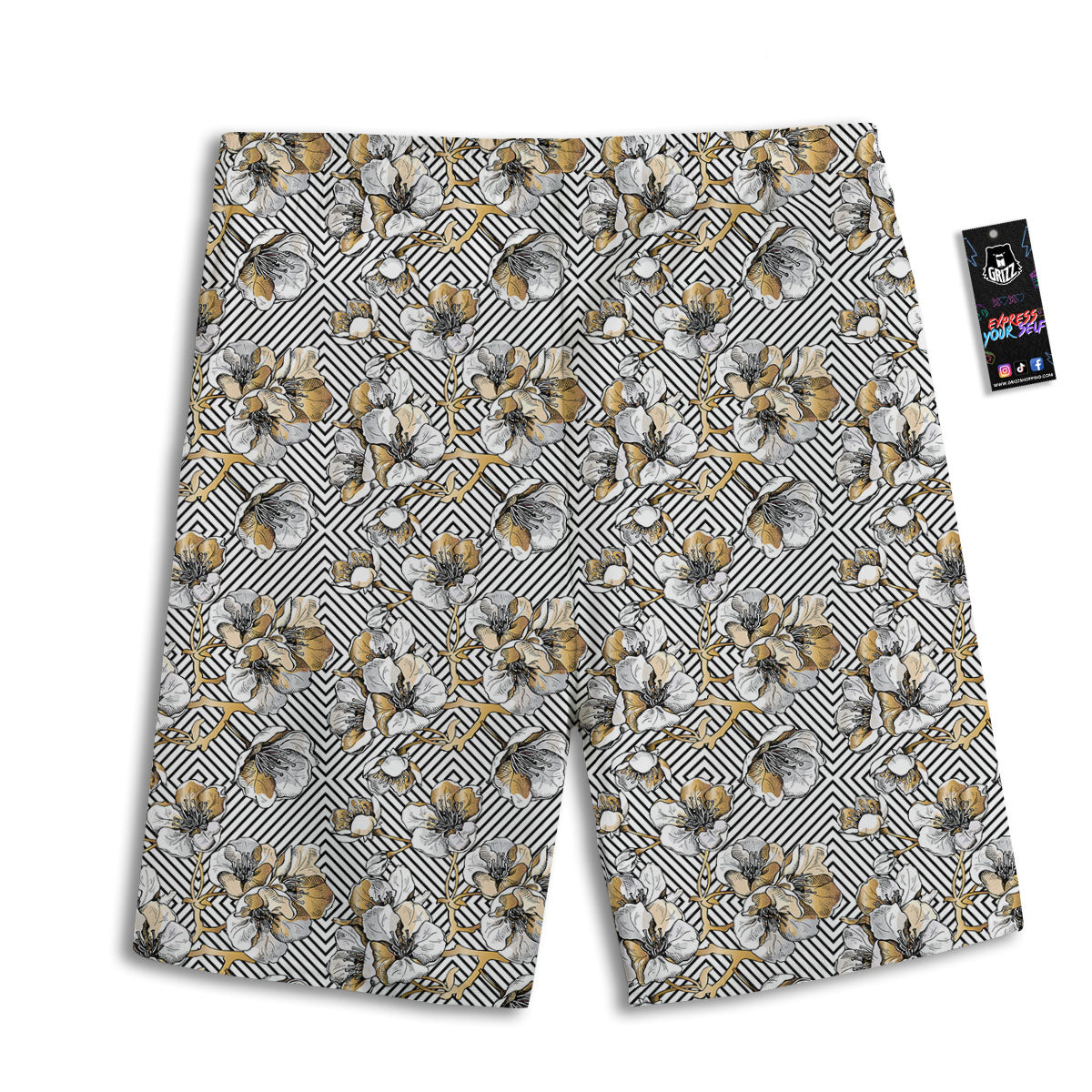 Flowers Hibiscus Plumeria Print Pattern Men's Athletic Shorts