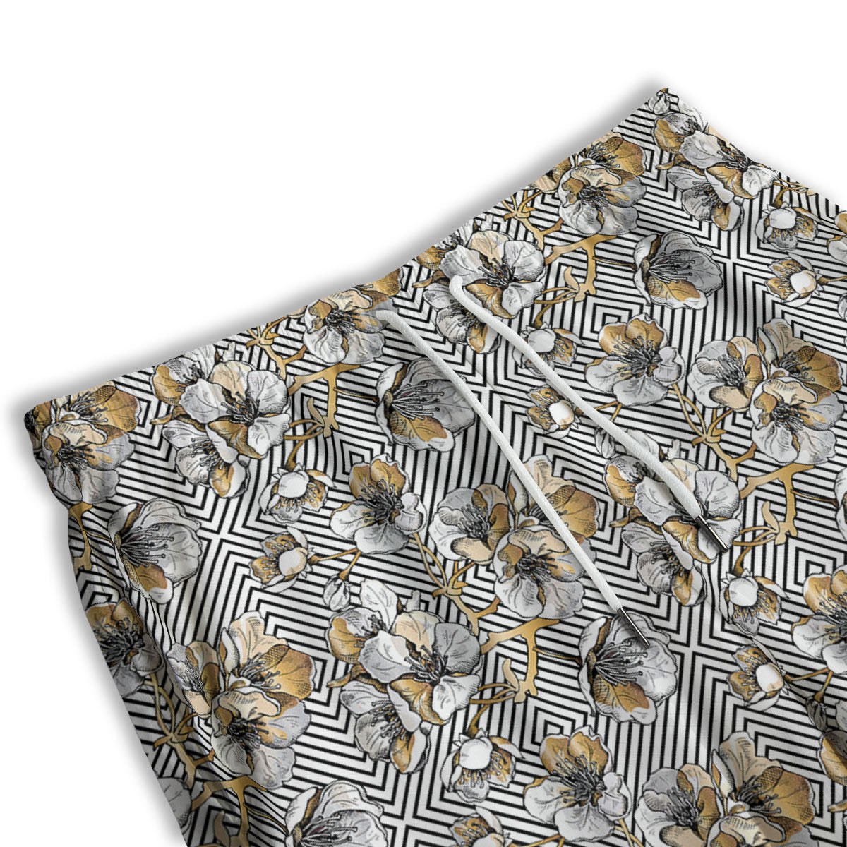 Flowers Hibiscus Plumeria Print Pattern Men's Athletic Shorts