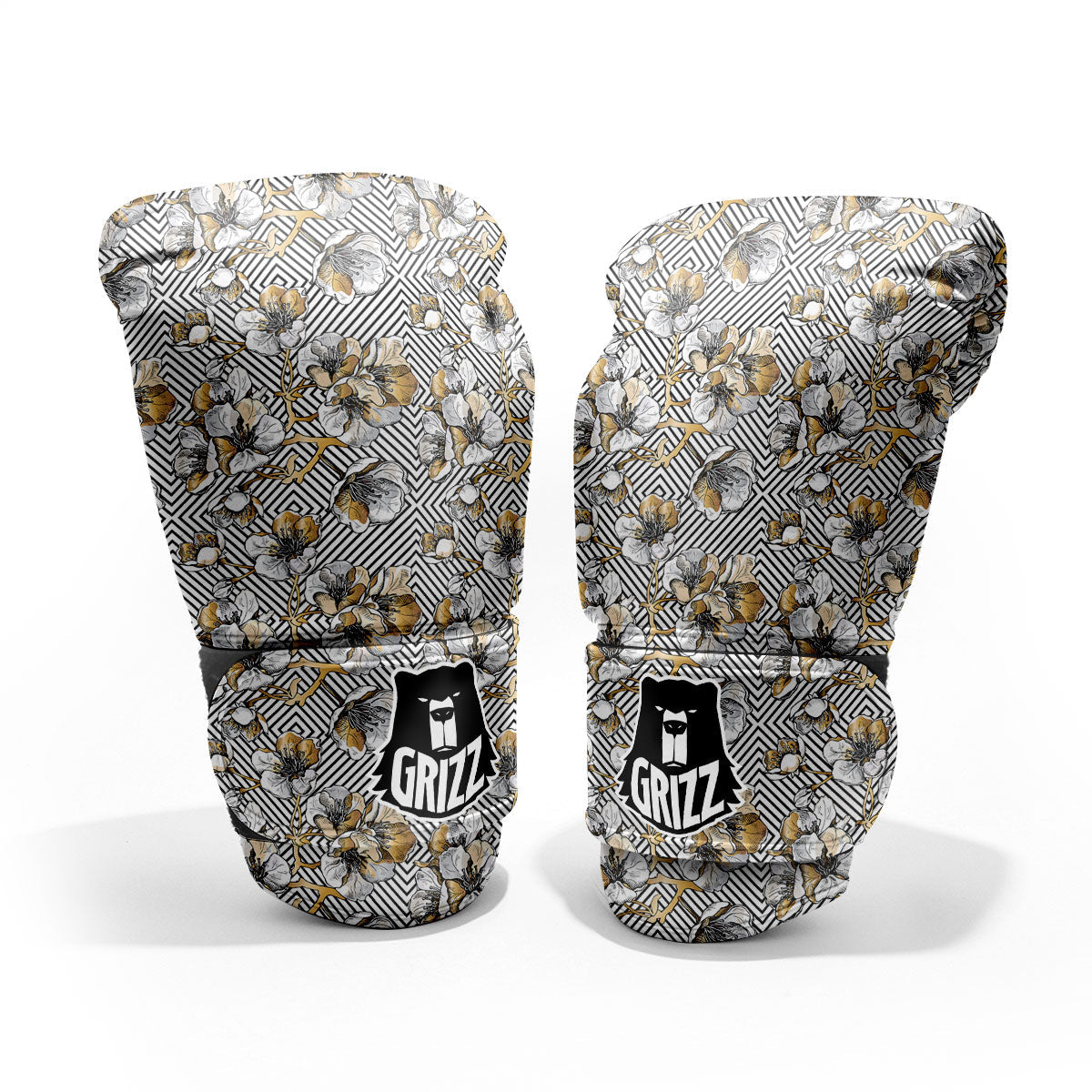 Floral Geometric Japanese Print Pattern Pro Boxing Glove