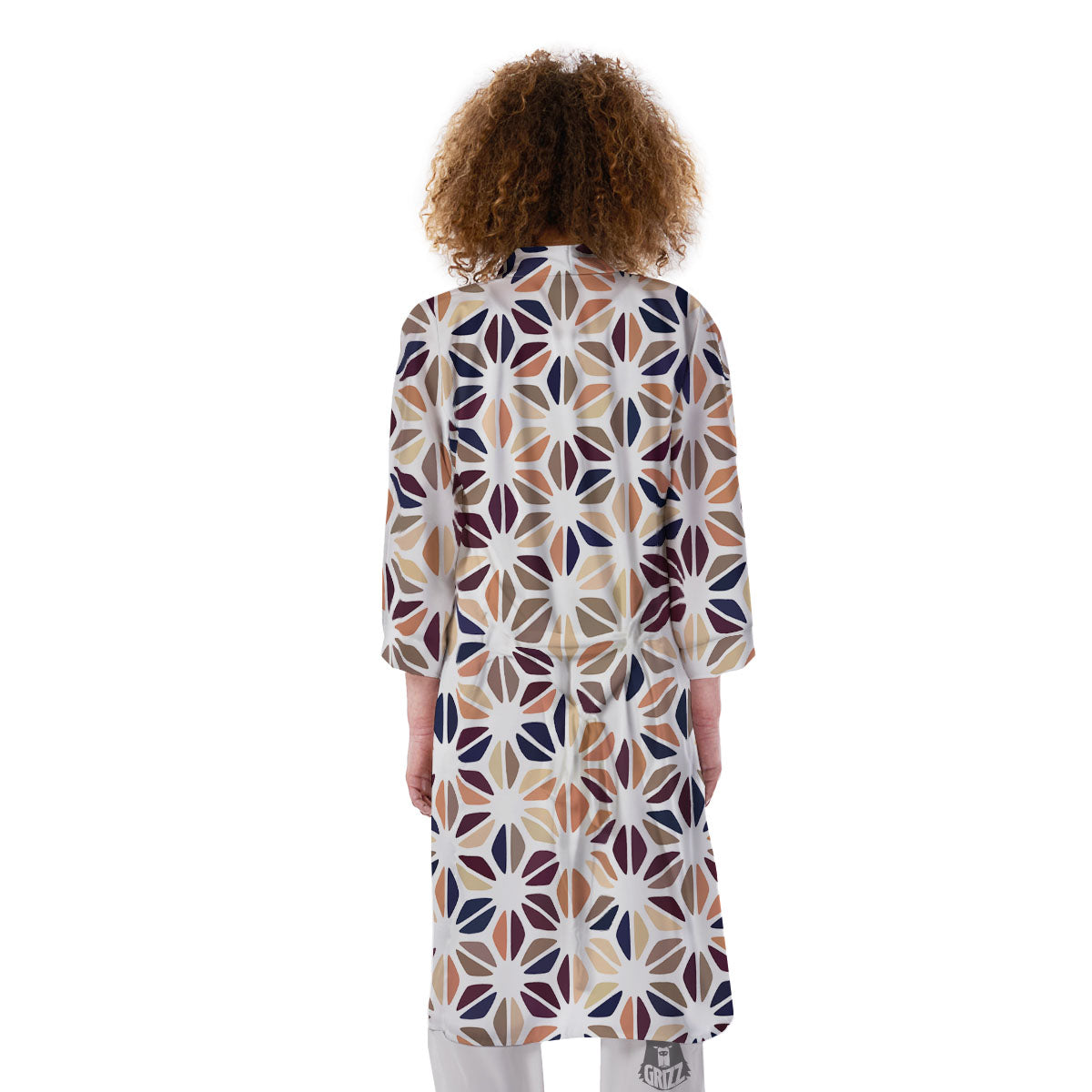 Floral Geometric Print Kimono-grizzshop