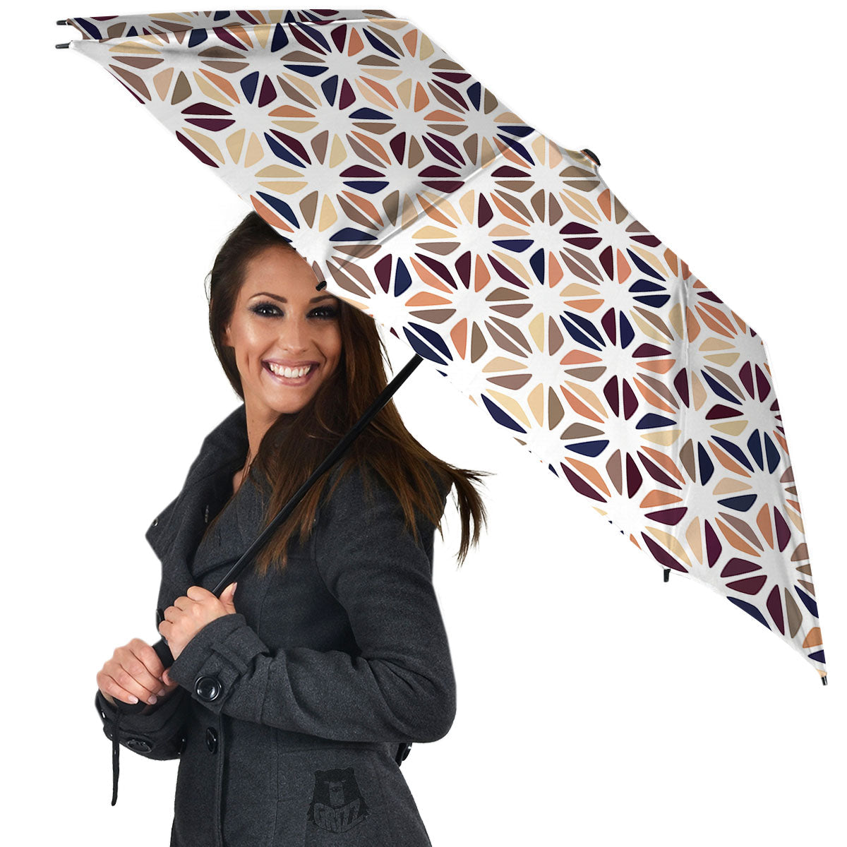 Floral Geometric Print Umbrella-grizzshop