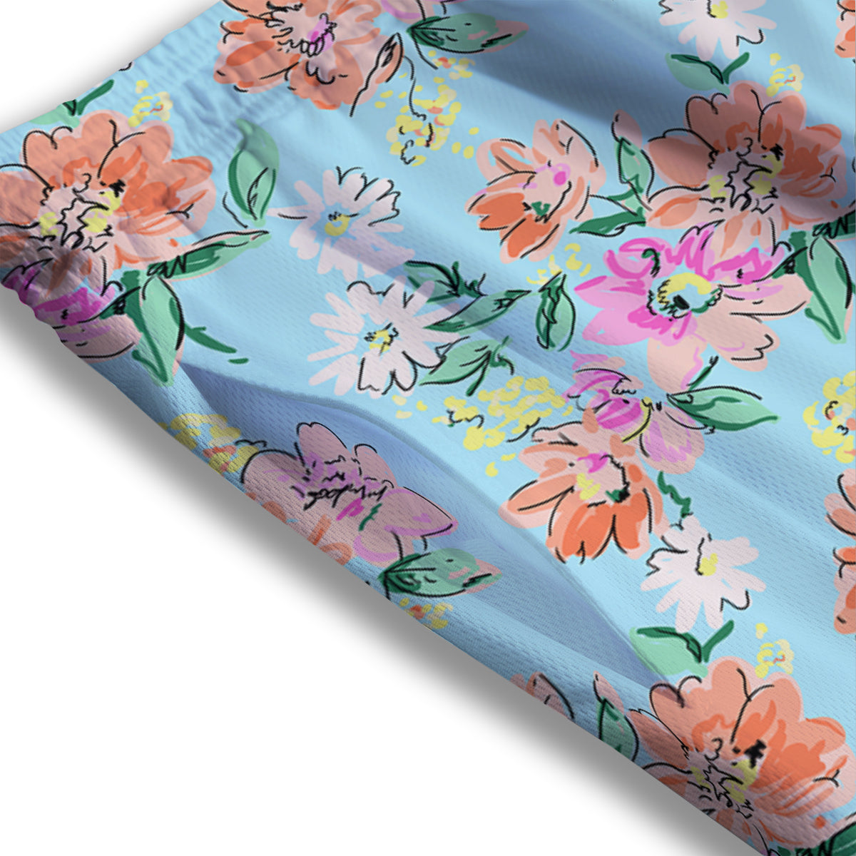Floral Girly Vintage Print Pattern Mesh Shorts