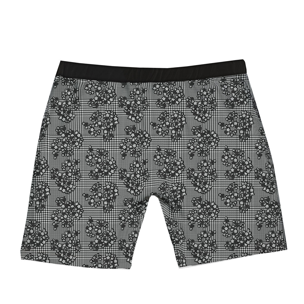 Floral Glen Plaid White And Black Print Boxer Briefs-grizzshop