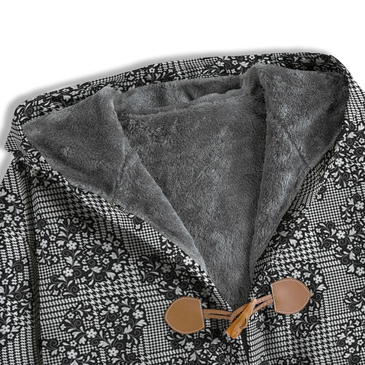 Floral Glen Plaid White And Black Print Men's Windbreaker Jacket-grizzshop