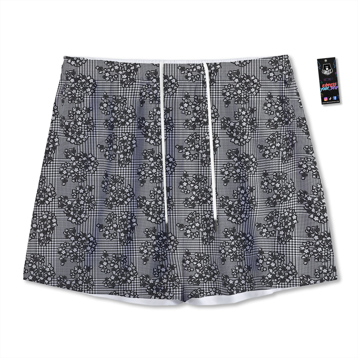 Gemini Sign Black And Gold Print Mesh Shorts