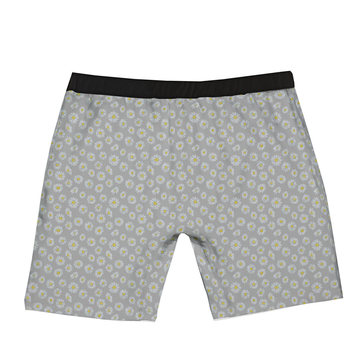 Floral Grey Daisy Print Pattern Boxer Briefs-grizzshop