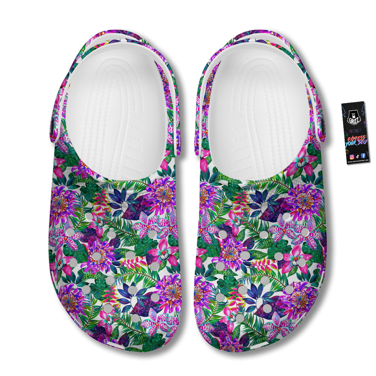 Floral Hawaii Colorful Print Pattern Colorful Clog-grizzshop