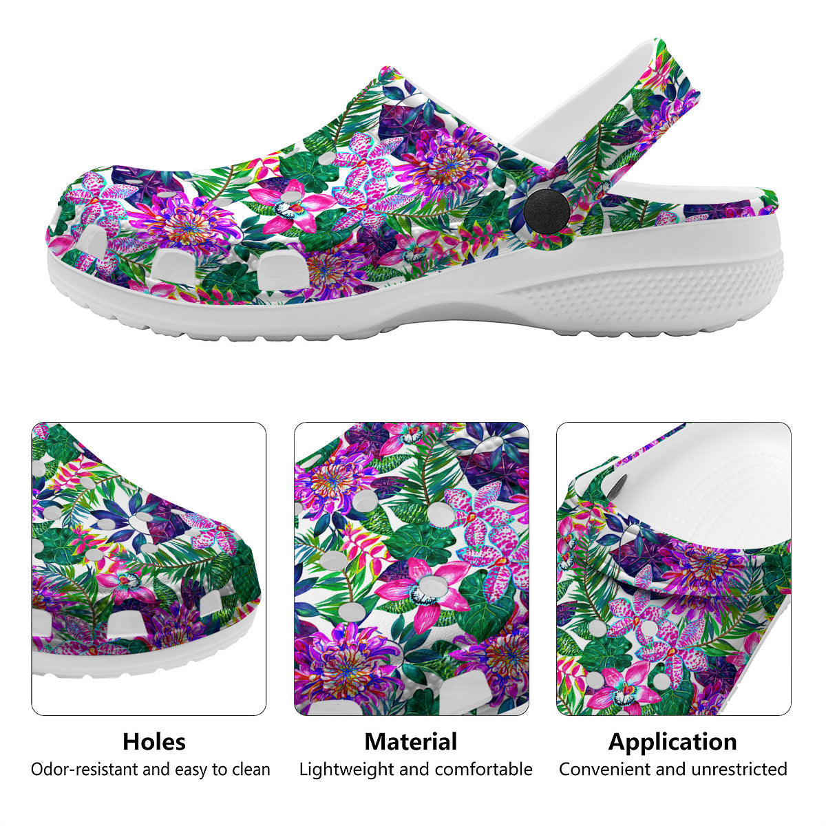 Floral Hawaii Colorful Print Pattern Colorful Clog-grizzshop