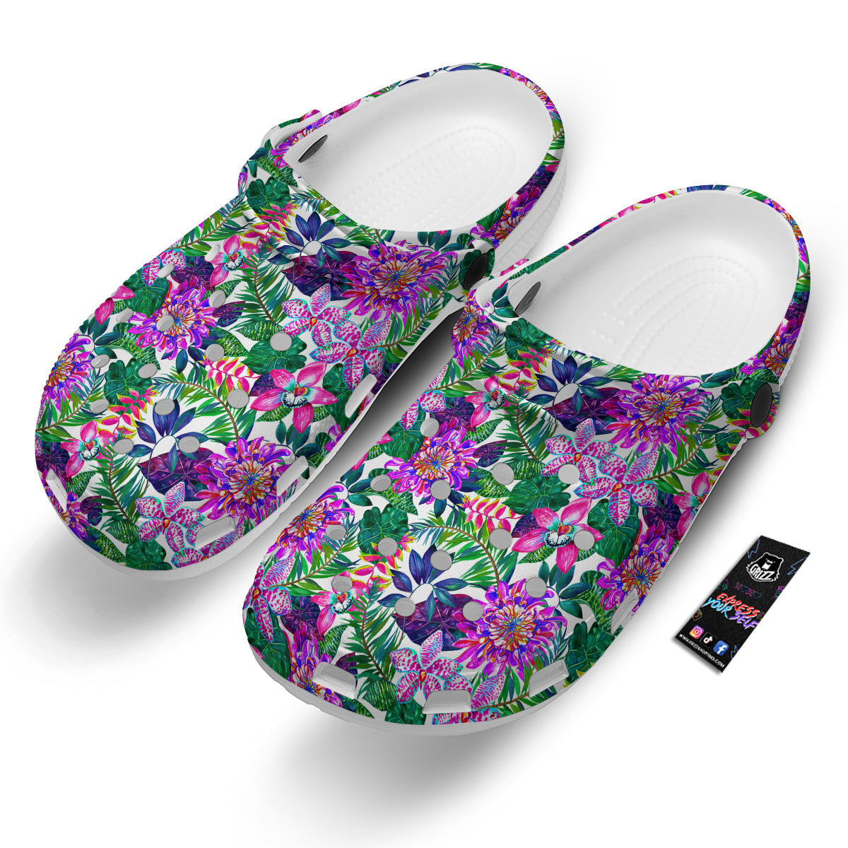 Floral Hawaii Colorful Print Pattern Colorful Clog-grizzshop