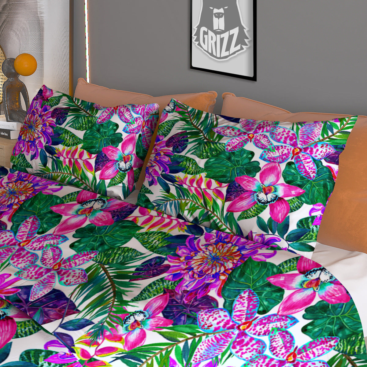 Flowers Exotic Hibiscus Print Pattern Duvet Cover Bedding Set