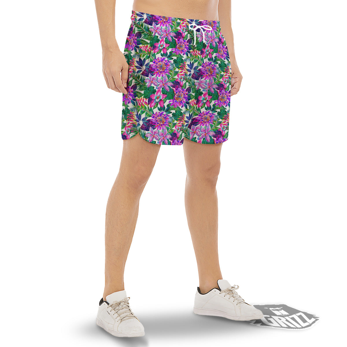 Floral Hawaii Colorful Print Pattern Colorful Men's Gym Shorts-grizzshop