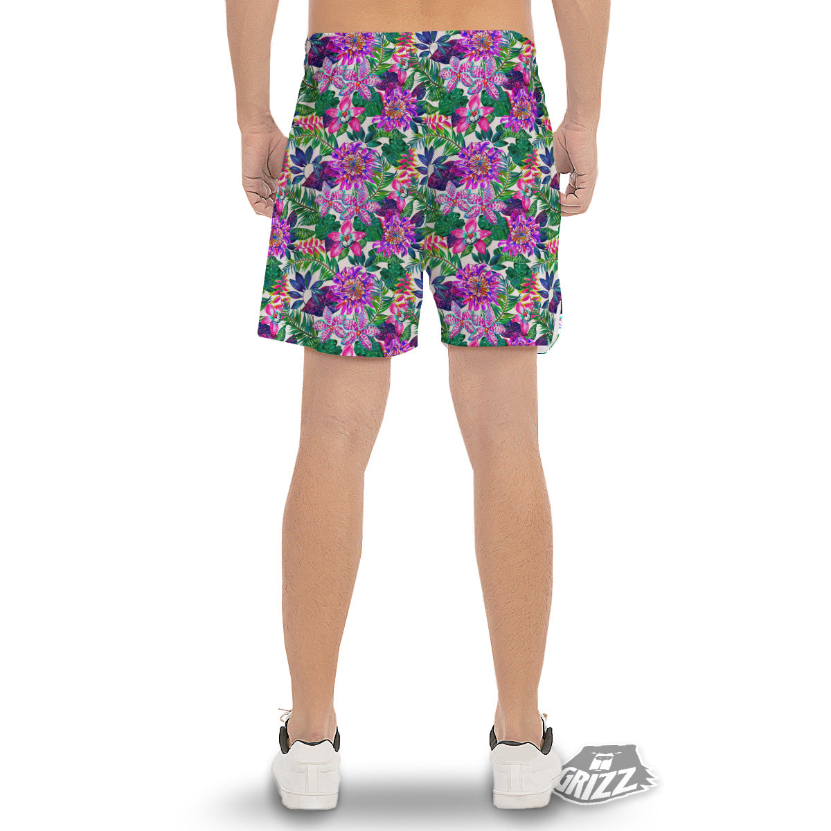 Floral Hawaii Colorful Print Pattern Colorful Men's Gym Shorts-grizzshop