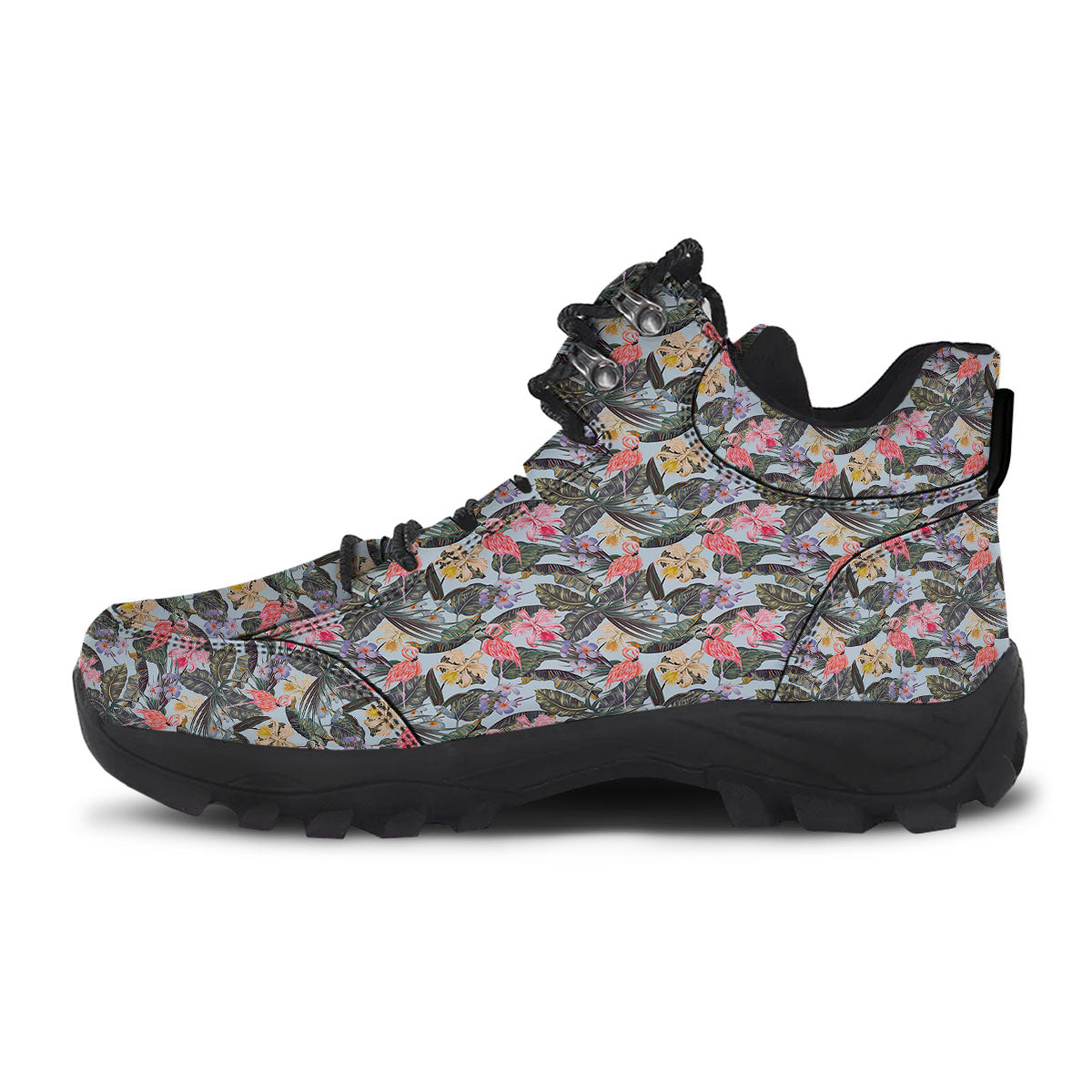 Floral Hawaiian And Flamingo Print Hiking Shoes-grizzshop