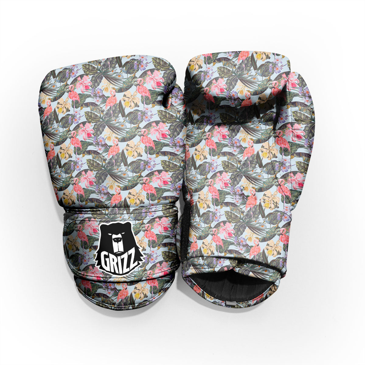 Floral Hawaiian And Flamingo Print Pro Boxing Glove