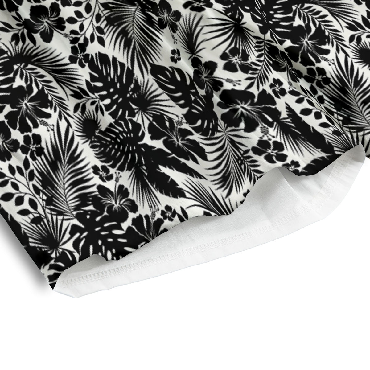 Floral Hawaiian Monochrome Print Pattern Men's Athletic Shorts